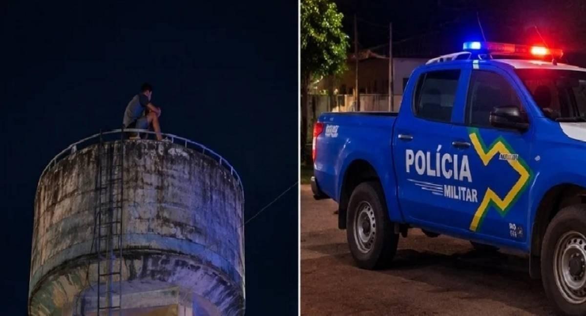 Homem é resgatado depois de subir em base de caixa d’água em surto psicótico em RO