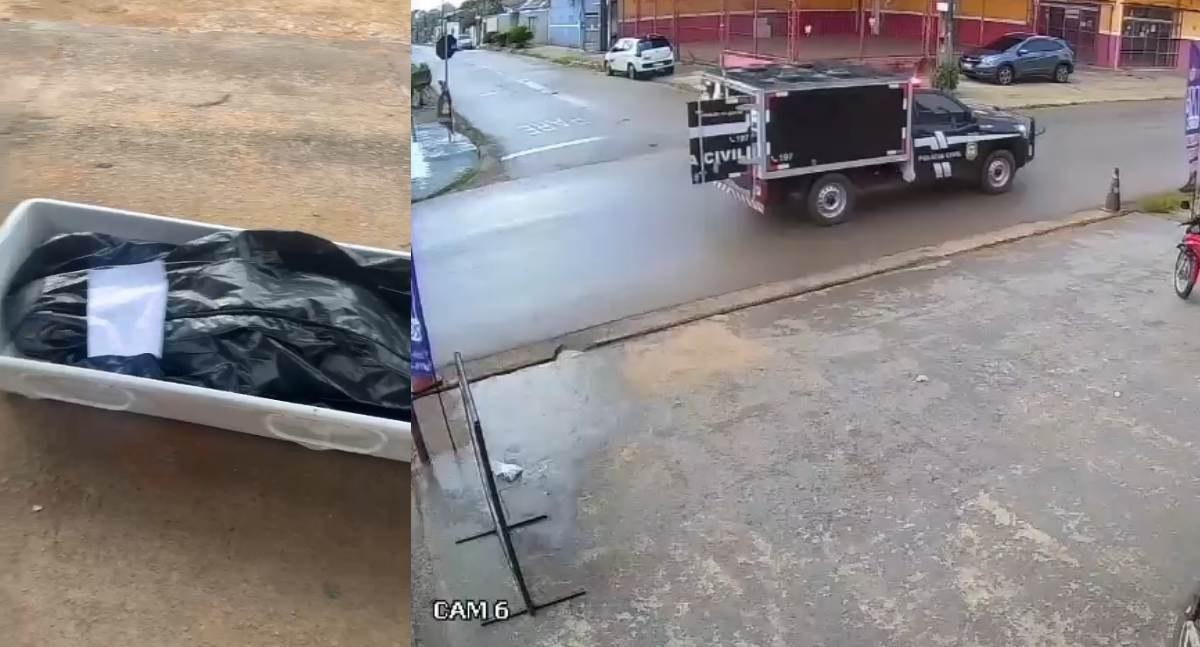 Rabecão da Polícia Civil deixa corpo cair na rua no decorrer de trajeto na zona Sul de Porto Velho