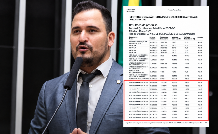 Rafael Fera utiliza cota parlamentar para pagar pedágios na BR-364; gastos chegam a R$ 931,50