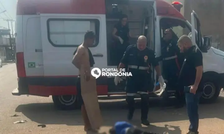 Motociclista fica ferido depois de colisão com caminhonete em cruzamento da zona leste de Porto Velho