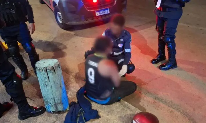 Motociclista foge de fiscalização, sofre acidente e é levado ao João Paulo II em Porto Velho